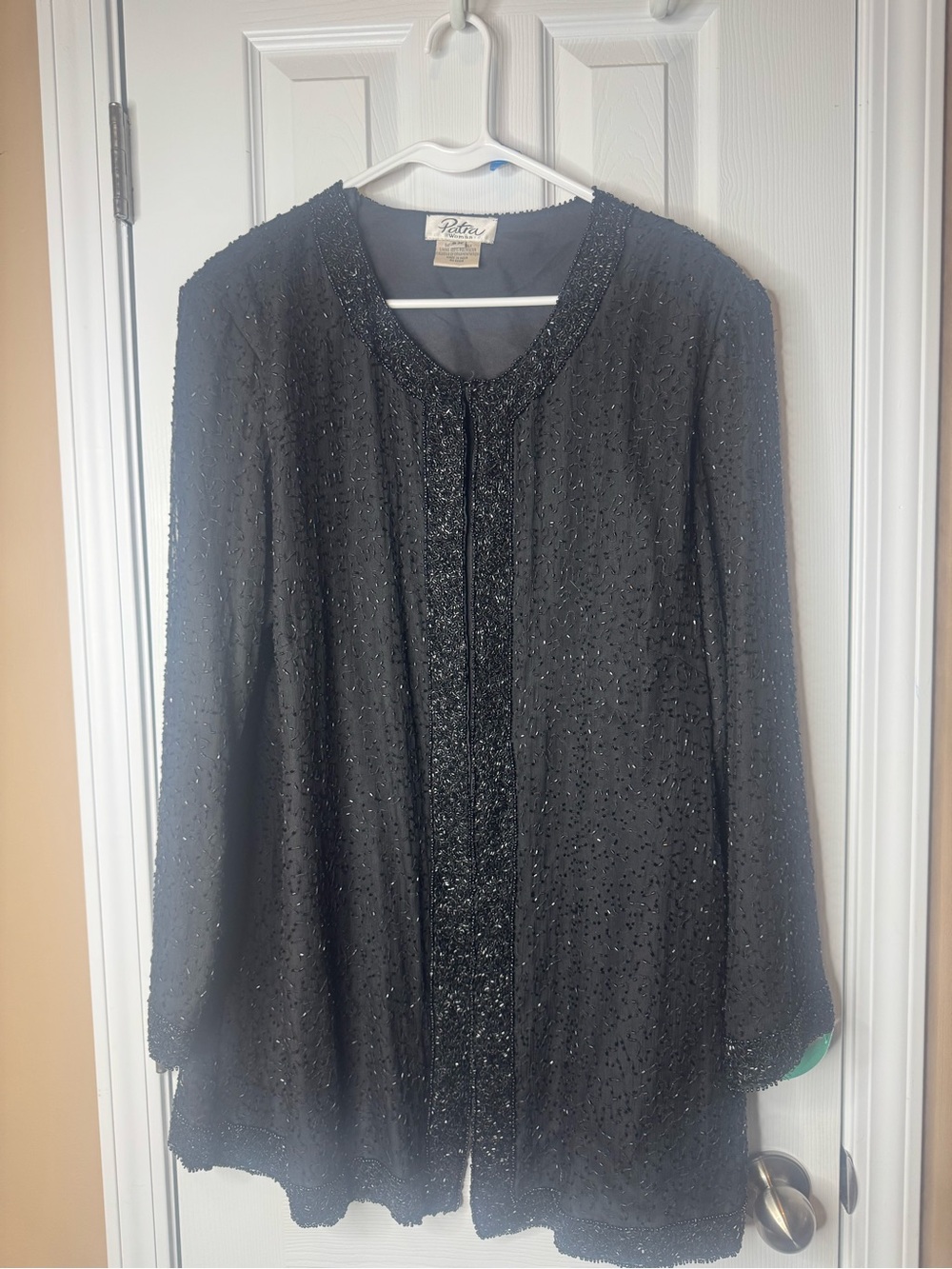 Patra Black Beaded Women’s open front jacket